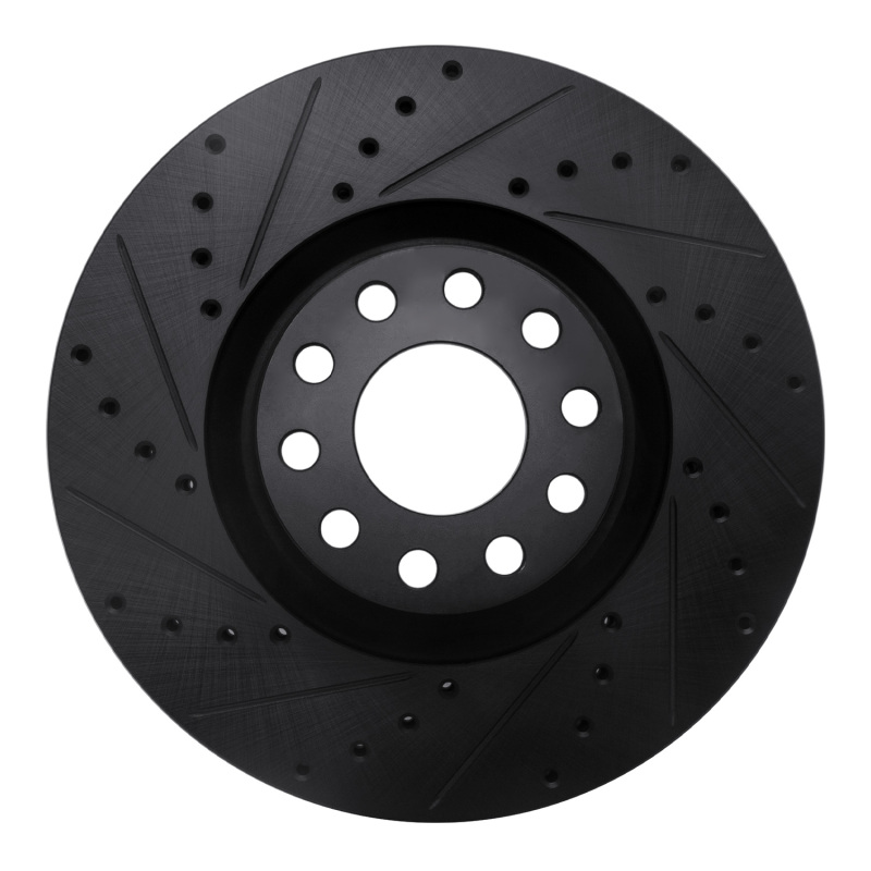 Audi S6 Brake Rotor (1) - Front Left - R1 Concepts - Drilled & Slotted - Black - `99-`04